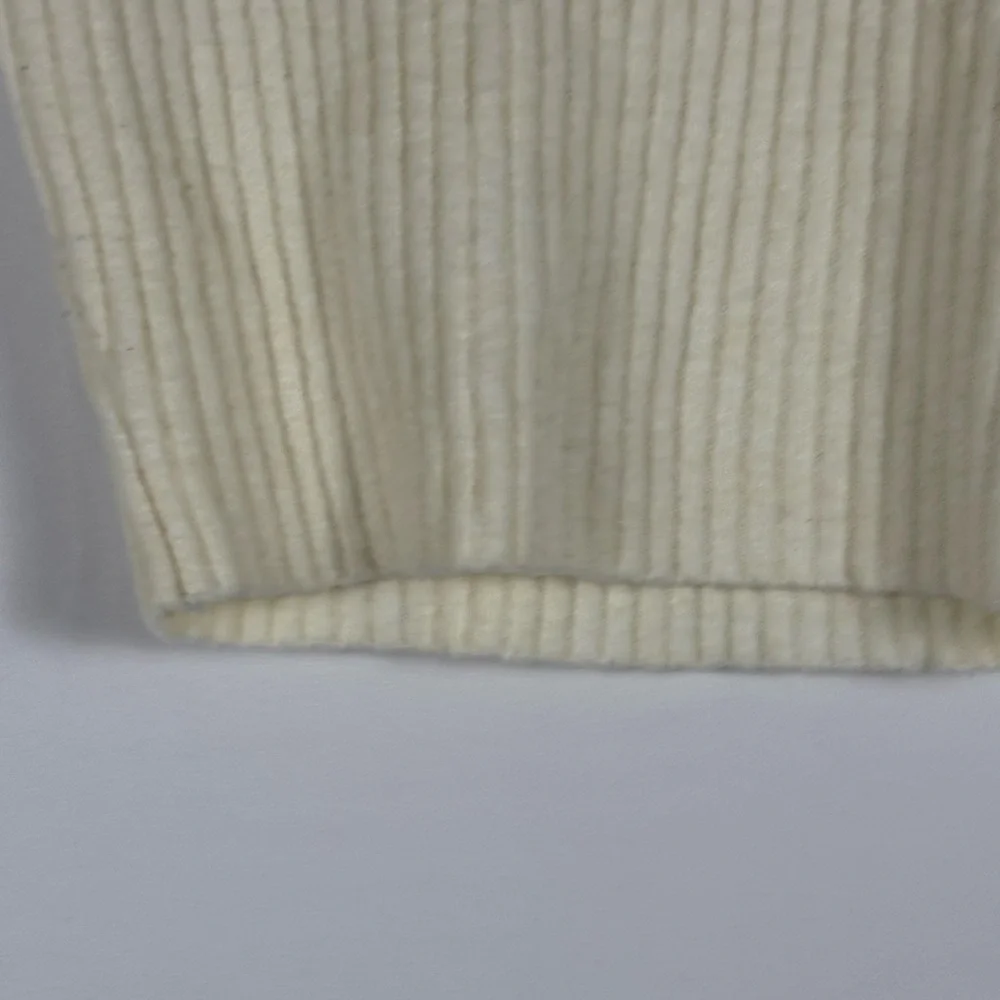 Zara Crop Top Ribbed Knit Wool Cream- S